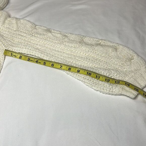 Planet Gold Women’s Ivory Cozy Cables Cowl Neck Sweater Size Medium - Picture 7 of 9